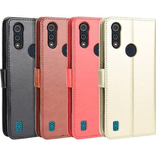 Wallet Style Phone Case for Motorola E6i 2021/E6s 2020 Protective Sleeve Cover Crazy Horse Leather Shell