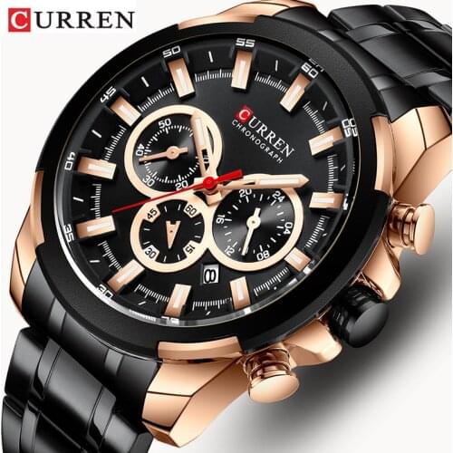CURREN Watches Man Top Brand Luxury Stainless Steel Quartz Men Watch Military Big Dial Male Clock Chronograph Relogio Masculino
