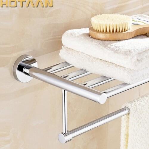 HOT SELLING, FREE SHIPPING, Wall mounted Bathroom towel holder, chrome towel rack,60cm stainless steel towel rack with hooks