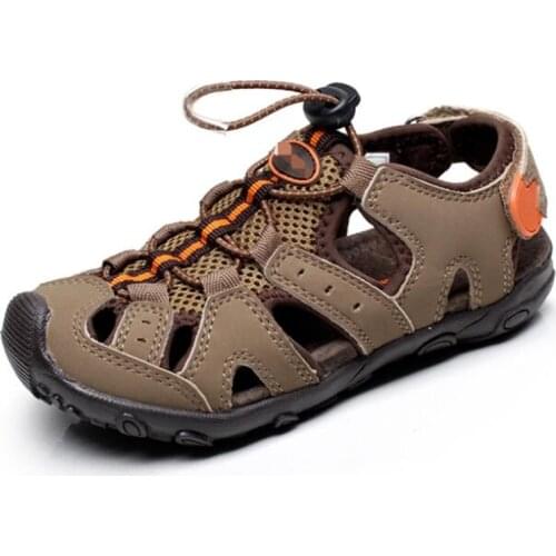 Children sandals comfortable soft boys baotou anti-kick sandals size 33 36 37 wallvell