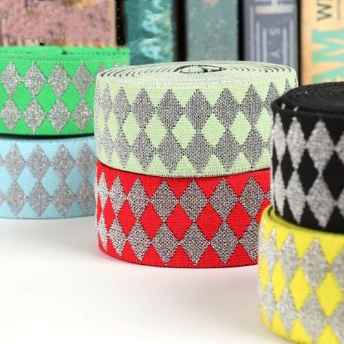 Fabric Elastic Bands 40mm Printing Printed Rhombus Elastic Ribbons Swimsuit Stretch Clothing Jacquard Webbing Sewing Accessories