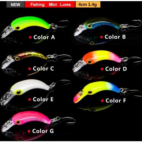 FOVONON 40mm Fishing Lure Trout Mini Crankbait Wobbler Micro Fishing Tackle Minnow Crank Artificial Hard Bait