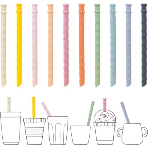 New BPA Free Reusable Soft Silicone Drinking StrawsTeething Infant Chewing Toy Long Flexible Straws For Feeding Cup Baby Stuff