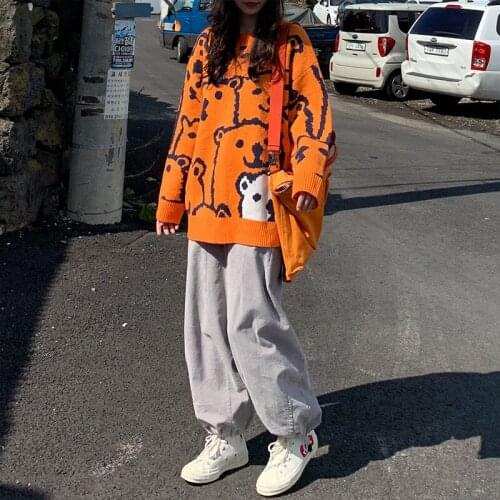 Ins Korean version of autumn and winter sweet pullover sweater women loose long sleeved sweater student base coat cotton jacket