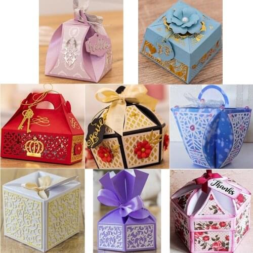 Delicate Foldable Gift Boxes Sugar Cases Metal Cutting Dies 3D Adorable Foldable Carriable Gift Boxes Present Cases Die Cuts
