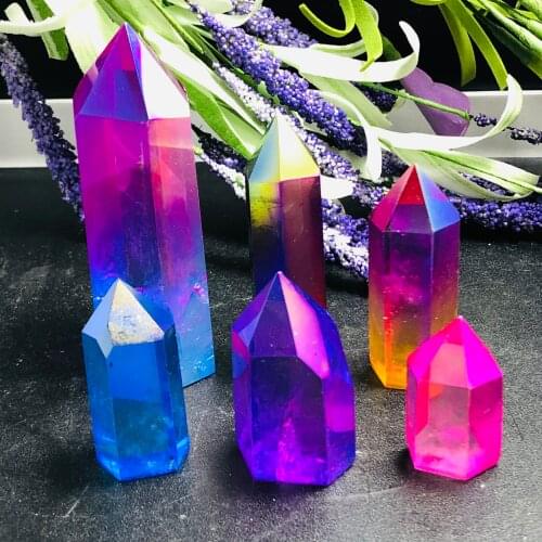 Beautiful aura quartz crystal wand Point healing stone crystals for gift