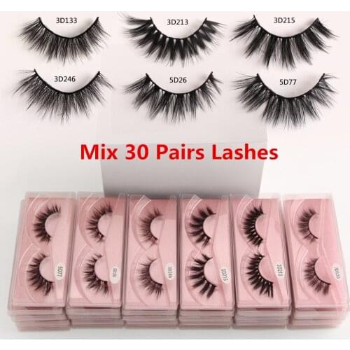 MAANGE Wholesale 30 Pairs 3D Mink False Eyelashes Fluffy Wispy Faux Mink Lashes Natural Long Makeup Eyelash Extension In Bulk