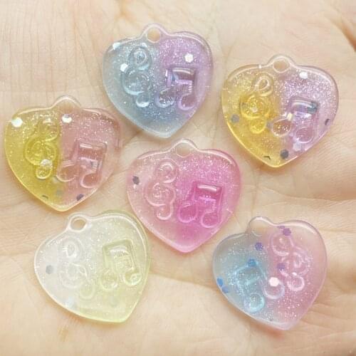 10Pcs Cute Resin Mixed Heart Notes With Holes Flat Back Cabochons Scrapbooking DIY Jewelry Craft Decoration Accessories H06