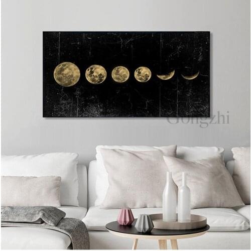 Big Size Eclipse of The Moon Wall Art Picture Minimalist Canvas Poster Print Universe Long Banner Art Painting Home Decor