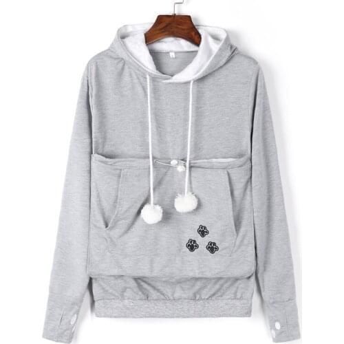 2020 New Woman Hooded Sweatshirt Hoodies Women For Cat Dog Pet Casual Kangaroo Big Front Pocket Hoody For Pregnant Women