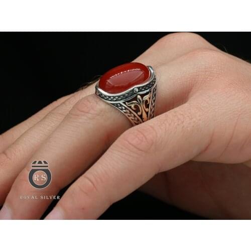 Original Silver 925 With Agate Aqeeq Stone Rring Stamped With Silver 925, All Sizes Are Available