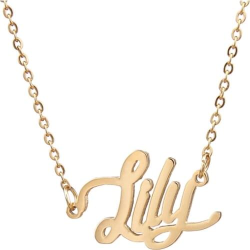 Lily Name Necklace Personalised Stainless Steel Women Choker 18k Gold Plated Alphabet Letter Pendant Jewelry Friends Gift