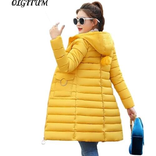 Winter New Down Cotton Coat Women Sweet Long Parka Double Pocket Designer Fashion Jacket Slim Hooded Winter Warm Loose Outwear