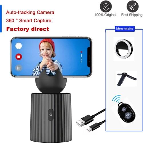 Rechargeable Smart Selfie Stick Tripod , 360° Auto Face Tracking Phone Holder Camera Tripod Holder Smart Shooting Phone Mount