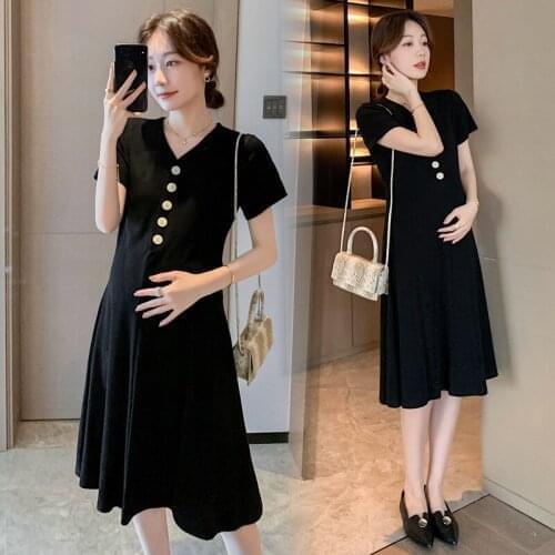Dresses For Women Pregnant Dresses Maternity V-neck Three Quarter Sleeve Pleated Beautiful Clothes Pregnancy Party Evening Dress