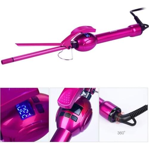 CkeyiN Professional Women Men Ceramic Hair Curling Iron 9mm Deepwave Curling Magic Hair Stick Curlers Rotation Fluffy Curl Wand