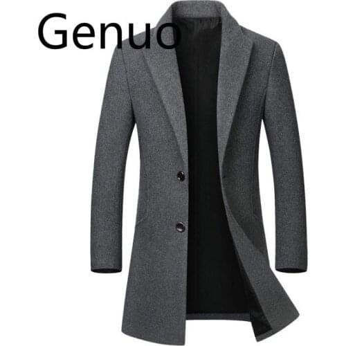 Dropshipping Winter Wool Jacket Mens High-quality Wool Coat casual Slim collar wool coat Mens long cotton collar trench coat
