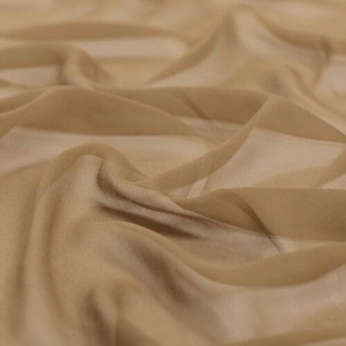 Silk ribbons 100% pure silk georgette 8mm sesame color 114cm 45"width mulberry silk fabric for dress, shirt NO.49