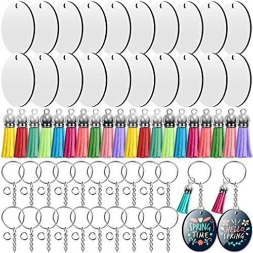 Sublimation Keychain Blanks, Heat Transfer Double-Side Sublimation Blanks, Key Chains for DIY Craft Ornament Making