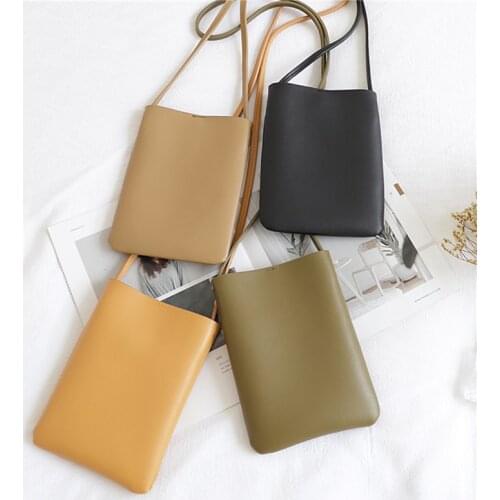 Solid Color PU Material Ladies Mobile Phone Pouch Classic Style Simple Girl Messenger Bag Portable Shoulder Bags