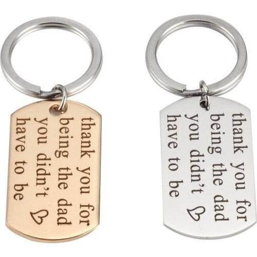 Stainless Steel Military Card Keychain Jewelry Lettering thank you for being the dad you didn't have For Men Gift Jewelry