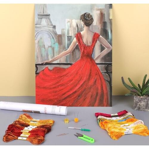 Woman Dance Printed 11CT Cross-Stitch Kit DIY Embroidery DMC Threads Hobby Craft Knitting Painting Stamped Package