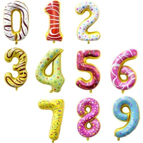 1pc digital donut aluminum film balloon birthday party childrens toy anniversary decoration 32 inch US version