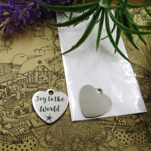 10pcs--"Joy to the World"stainless steel charms 5 styles for choosing DIY Charms for necklace bracelets