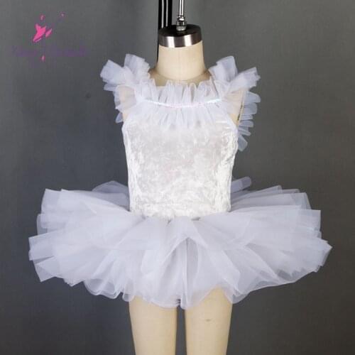 19115 Dance Favourite New Kids Ballet Tutu Stage Costumes White Velvet BodiceTutu Dancewear Girl Ballet Tutu White Swan Tutu