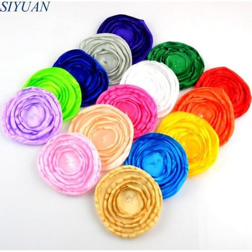 200pcs/lot Handmade Smooth Silk Roasted Flower Multilayer Flat Back girl Headband DIY Accessories 15 Color for U Pick TH214