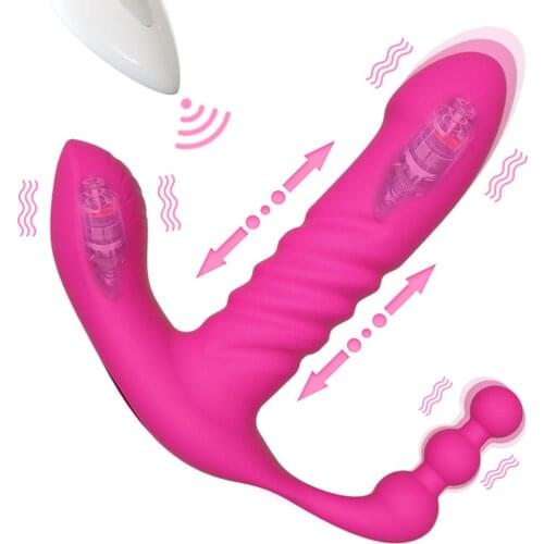 3 IN 1 Pull bead Vibrator Sex Toys for Women Thrusting Vibrator for Women Orgasm Masturbator Butt Plug Anal Clitoris Stimulator