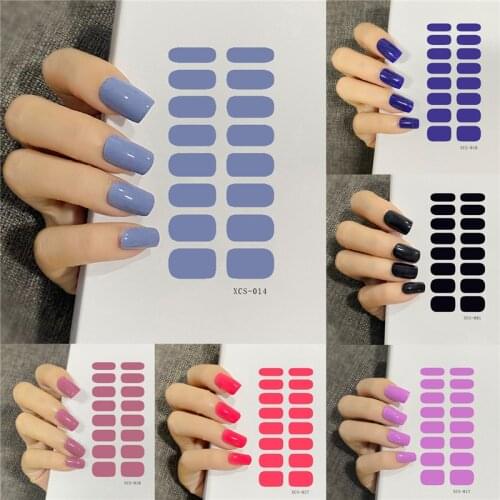 53 Colors Nail Polish Stickers Pure Color Strips Waterproof Adhesive Nail Full Sticker Environmental Protection DIY Nai Stickers