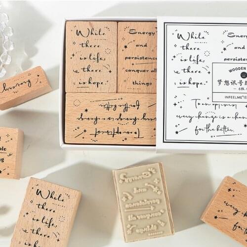 6pcs/set Vintage Dream Signal Series decoration stamp wooden rubber stamps for scrapbooking stationery DIY craft standard stamp