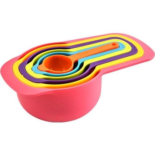 6pcs Nested Measuring Cup Spoons Set Colorful Baking Cooking Kitchen Tool