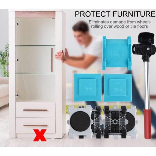 8 Pcs/Set Furniture Mover Tool Set Home Trolley Easy Tool Set Moving Sliders Kit Profession Transport Set Wheel Bar Roller Mover