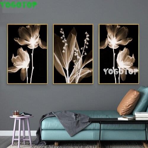 AAbstract Black and White Flowers diy,Diamond Embroidery,5D,Diamond Painting,Stitch Cross,Mosaic,Triptych,art,rhinestone ML1543