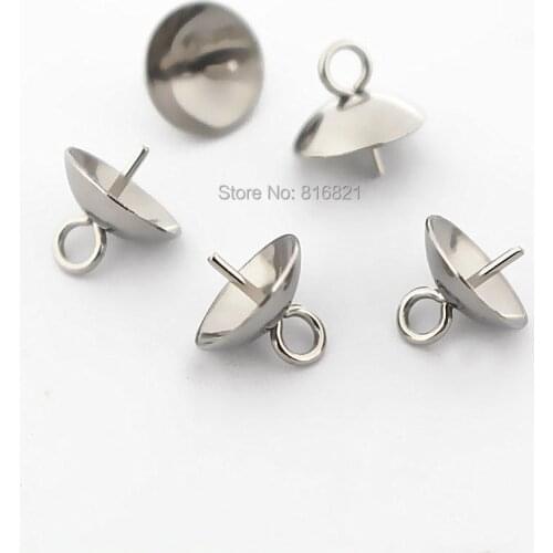 Stainless Steel Pearl Bail Eye Pin Pendant Cap DIY Findings Wholesale 3mm 4mm 5mm 6mm 8mm for you choose
