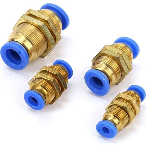 4mm 6mm 8mm 10mm 12mm Hose Tube Equal Bulkhead Straight One Touch Air Pneumatic Push In Pipe Fitting Quick Connector