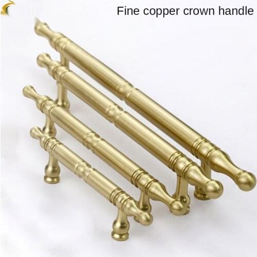 Central European American pure copper handle Modern minimalist cabinet door wardrobe retro solid handle drawer brass handle