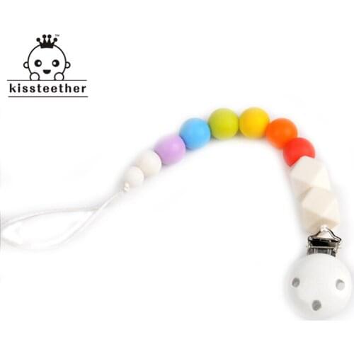 Baby Teether Silicone Teether Beads Mental Pacifier Clip Toodler Food Grade Baby Silicone Beads Eco-Friendly Baby Teething Toy