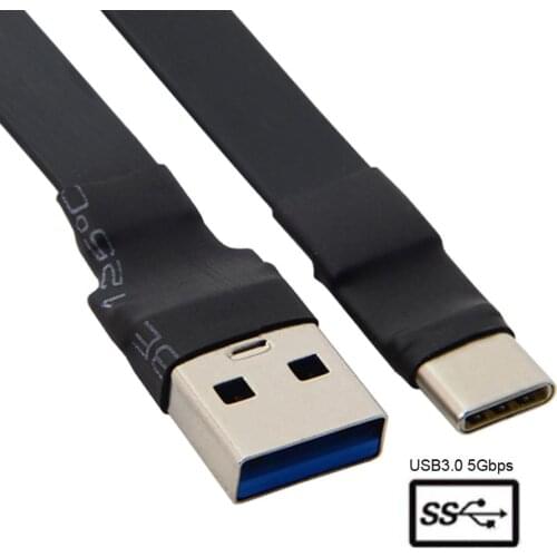 Up Angled Flat USB-C Cable Type-C Male to USB 3.0 Data Cable 20cm Slim Flat Soft for Tablet & Phone & Laptop