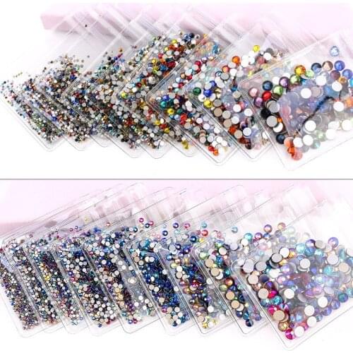 Swarovsky AB SS3-40 Mix Rhinestones Nail Stones Glass 3D Nail Art Decorations Flat Crystal AB Rhinestones for Nails Accessoires