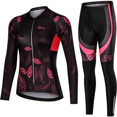 Cycling Jersey Sets Long Sleeve Bib Pants Bike Riding Skinsuit Flower Bicycle Clothing MTB Sportwaer Suit Ropa Maillot Ciclismo