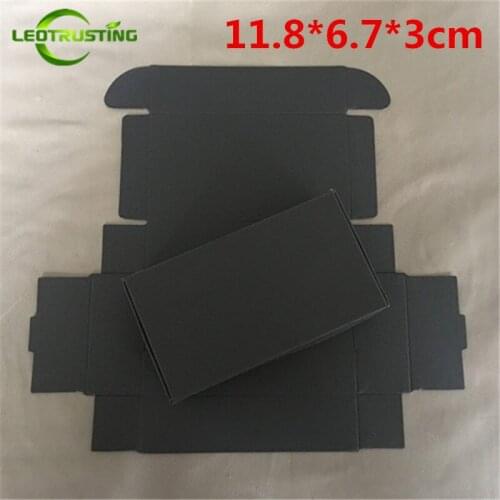 Leotrusting 50pcs 11.8*6.7*3cm Large Blank Black Paper Box Black Cardboard Paper Gift Packaging Box Handmade Wedding Paper Box