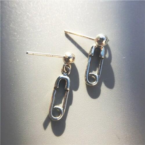 Personality Paper Clip Pin Stud Earrings Simple Silver Color Stud Earrings Women Hip Hop Party Jewelry Accessories Birthday Gift