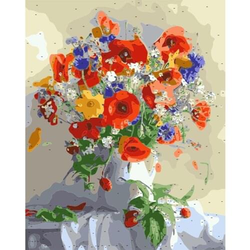 Oil Painting Flower In Vase Painting By Numbers Paint Flower DIY Canvas Picture Hand Painted Home Decoration D iy Gift