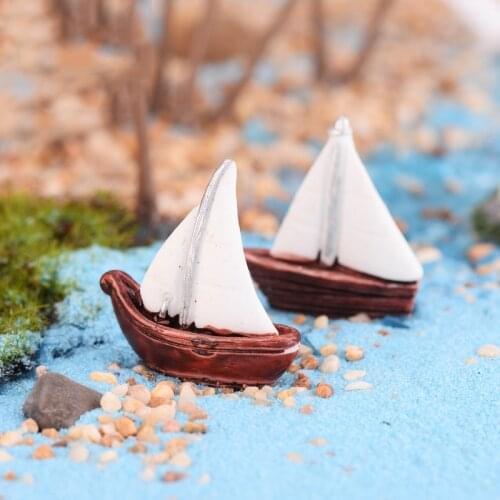 Mini Beach Boat Dollhouse Fairy Garden Figurine/Miniature DIY Craft Ornament Micro landscape Home Decor Supplies