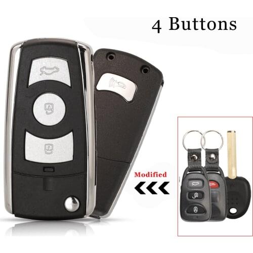 Jingyuqin 4 Buttons Modified Fliping Remote Car Key Shell Case For Kia For Hyundai Accent Solaris