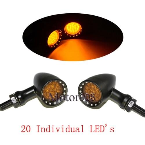 Motorcycle Black 20 Amber LED Bullet Turn Signal Brake Light Tail Brake Light For Universal Honda Yamaha Suzuki Kawasaki