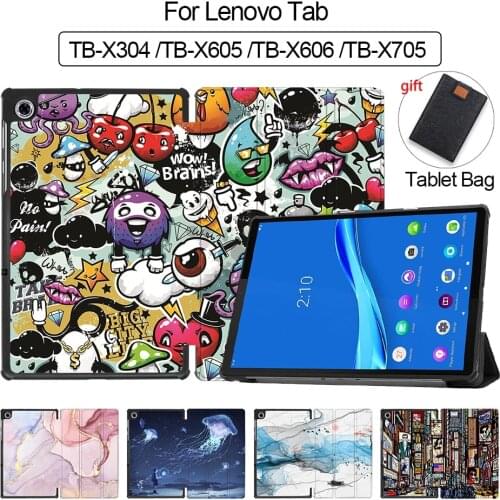 MTT PU Leather Tablet Case For Lenovo tab 4 10 Plus TB x704 X704F 10.1 inch Flip Stand Smart Cover Graffiti Protective Shell